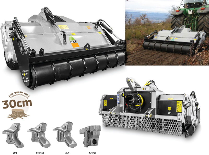 Šumarski traktorski malčeri FAE - modeli SSL